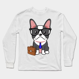 Funny french bulldog is on the way to work Long Sleeve T-Shirt